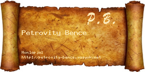 Petrovity Bence névjegykártya